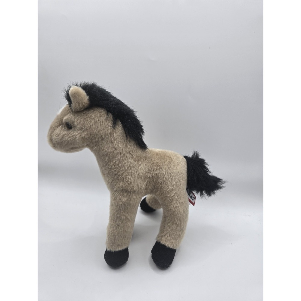 Douglas TAN HORSE PLUSH Pony Foal Black Mane Tail Stuffed Cuddle Toys
